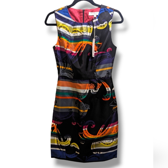 TRINA TURK 'Kudson' Multi Color Paisley Sleeveless Sheath Silk Blend Dress- 2 - Picture 4 of 9